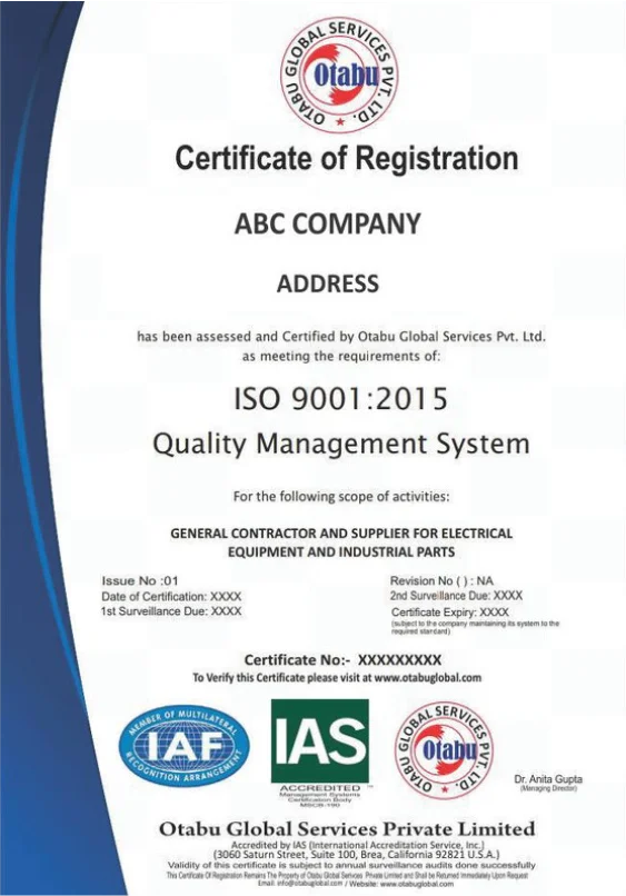 contoh sertifikat iso 9001 otabu